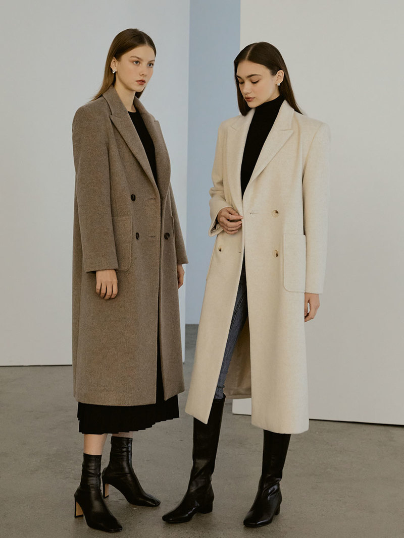 Standard cashmere double long coat (ivory)