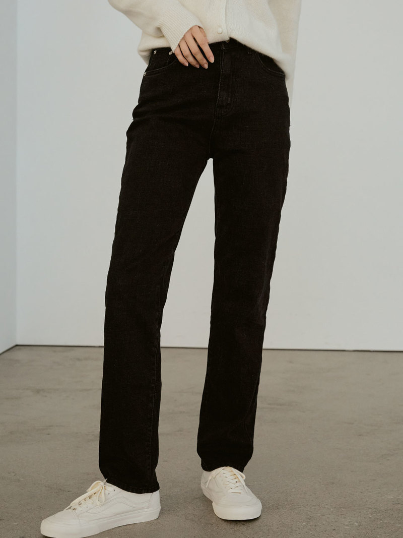 Regular fit denim pants (black)