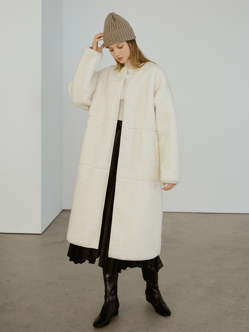 Belted mustang long coat (ivory)