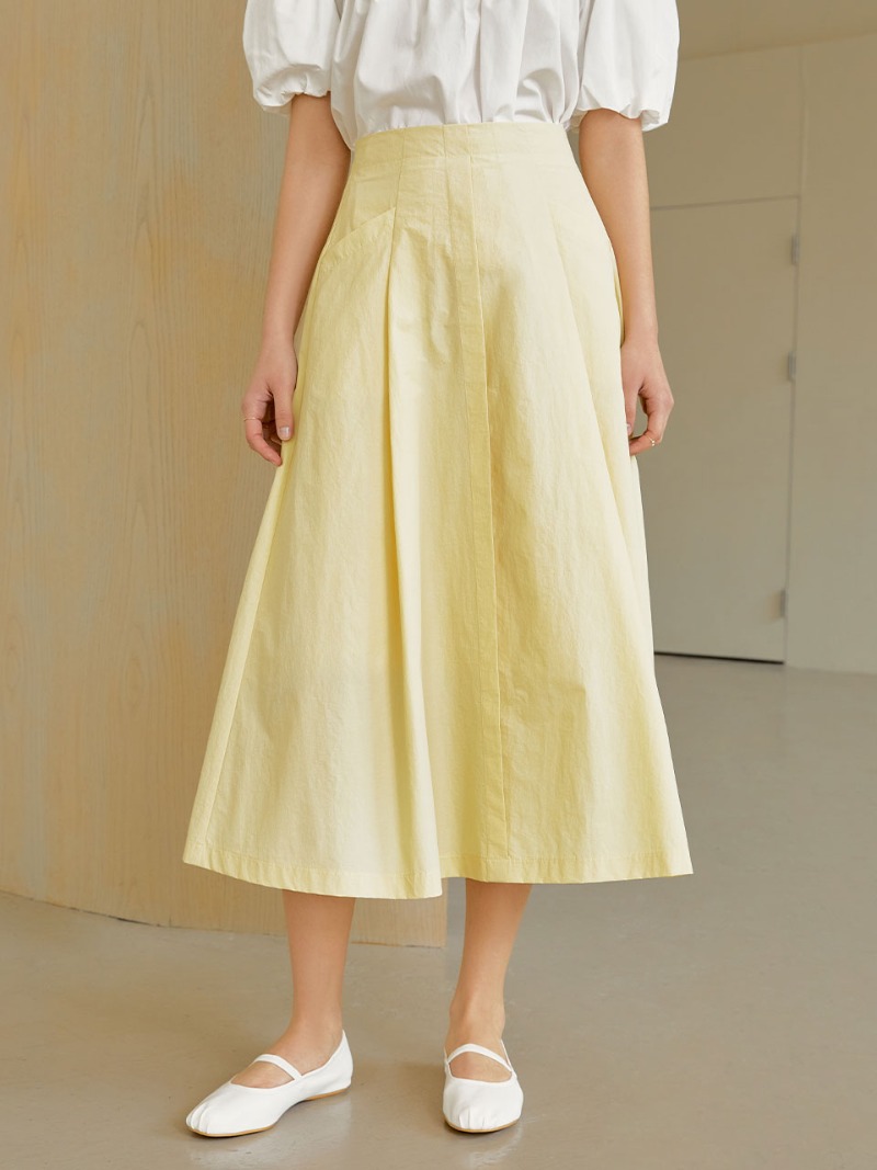 Pintuck flare skirt (yellow)
