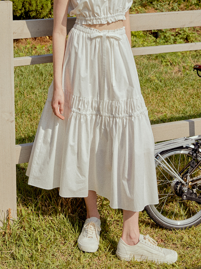 Lily shirring skirt (white)