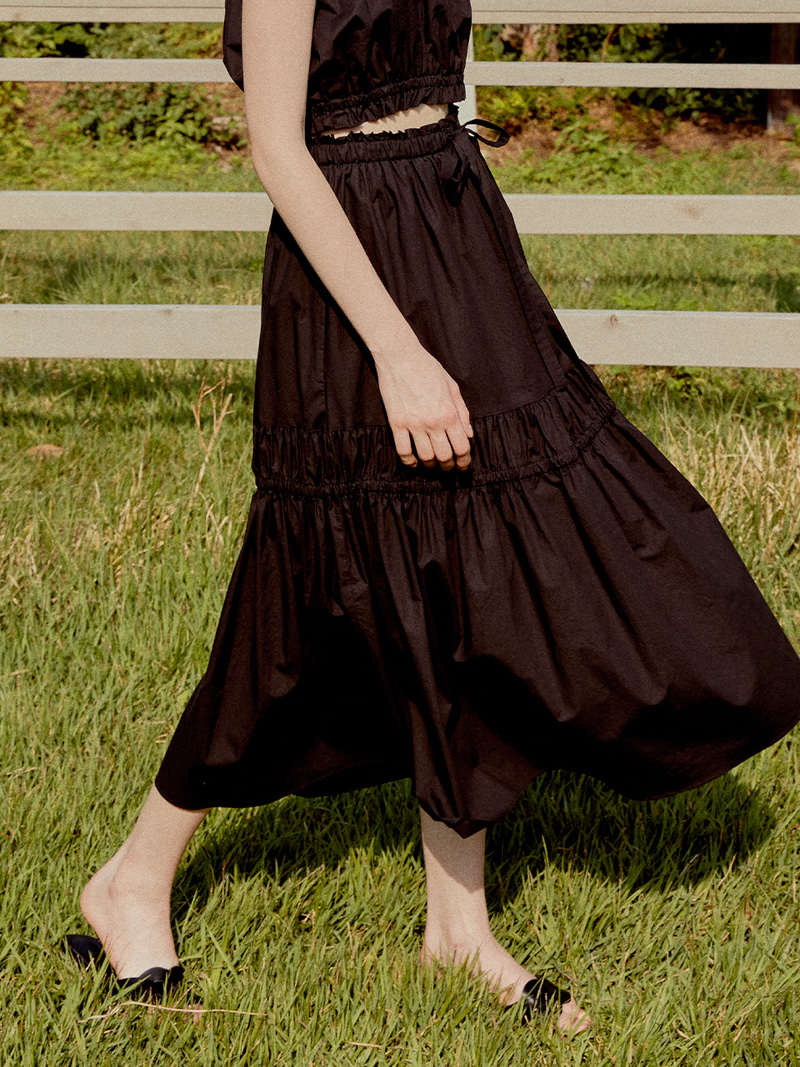 Lily shirring skirt (black)