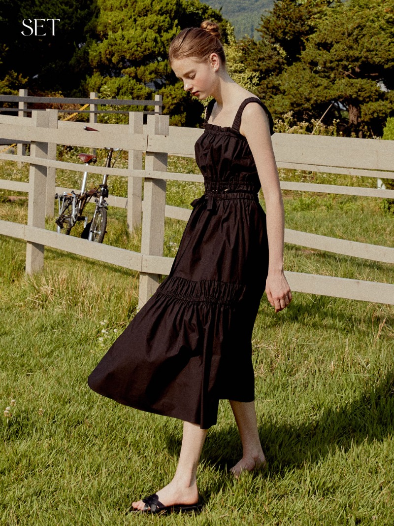 [SET] Lily shirring blouse (black) + Lily shirring skirt (black)