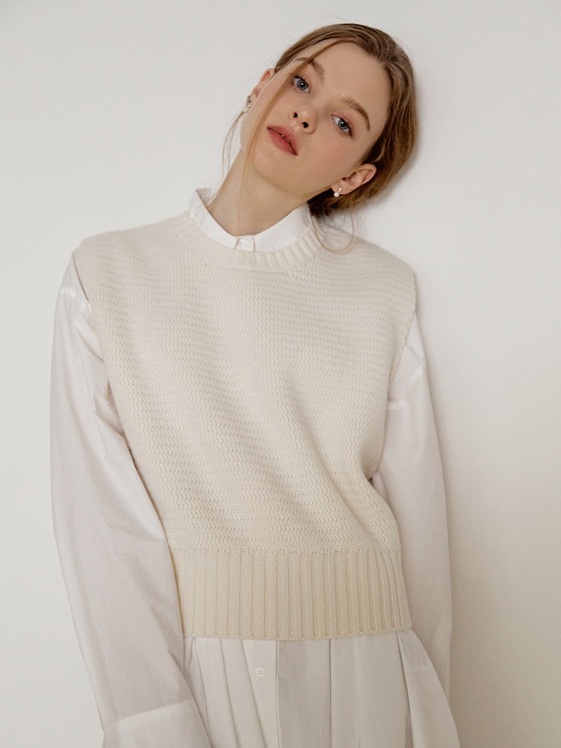 [REFURB] Air wool knit vest (cream)