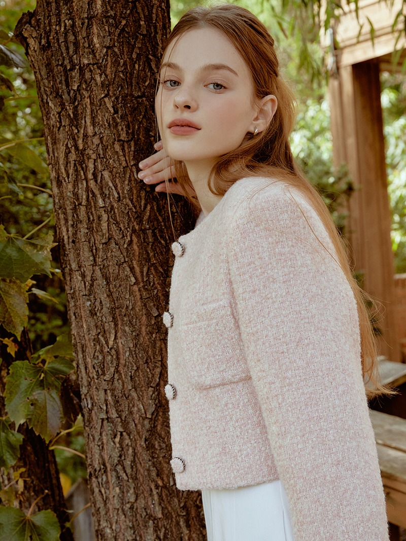 Dear tweed wool jacket (pink)