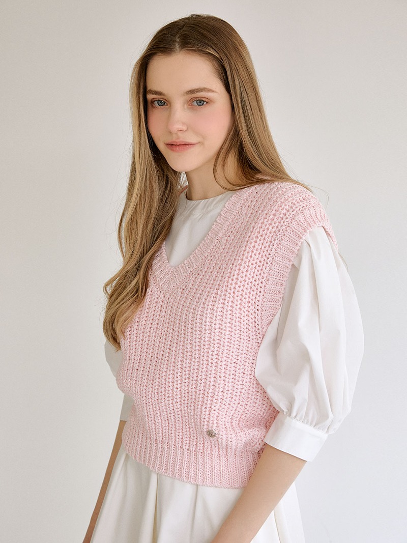 Macaron v knit vest (pink)