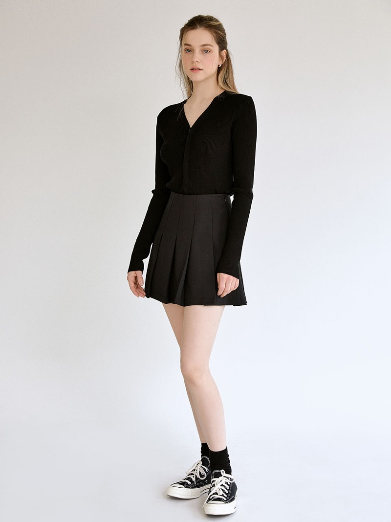 Flow pleats mini skirt (black)