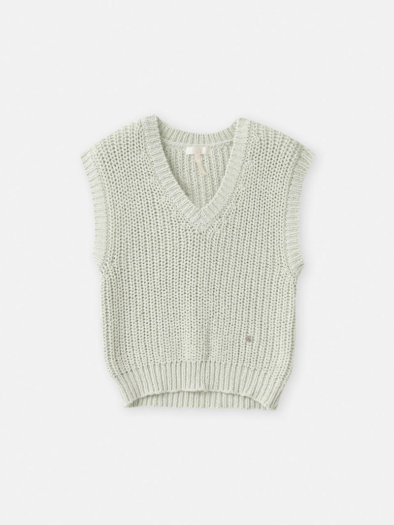 Macaron v knit vest (mint)