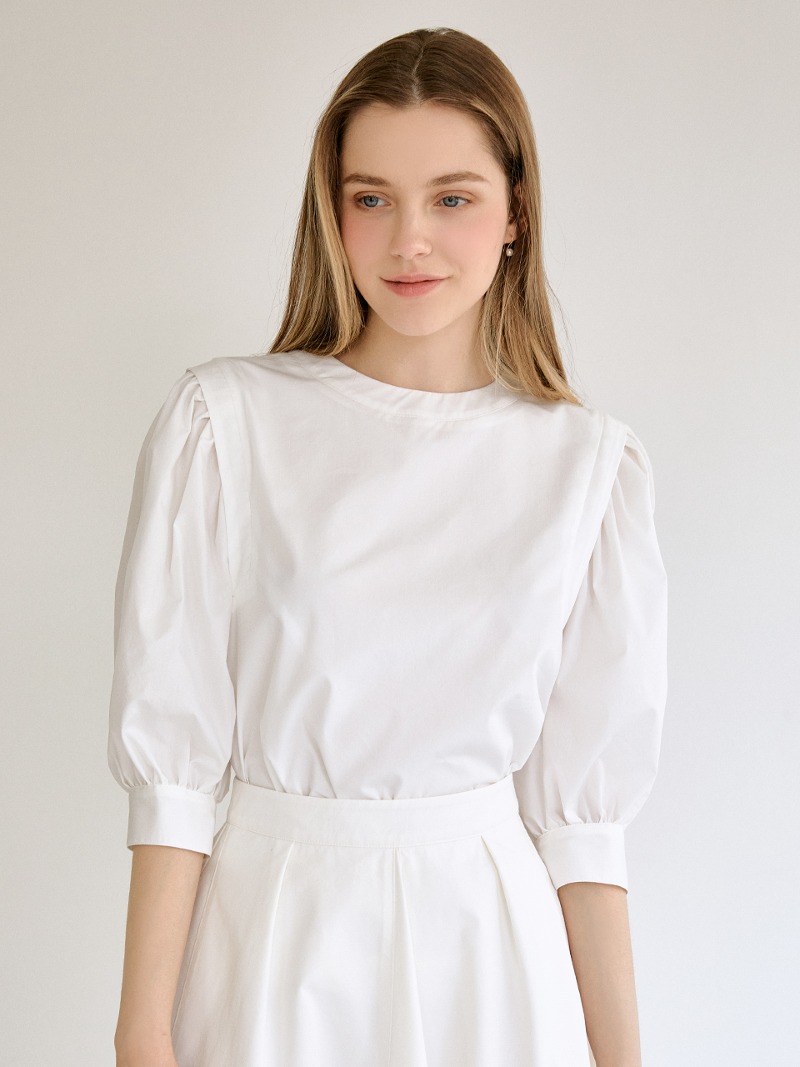 Cotton volume blouse (white)