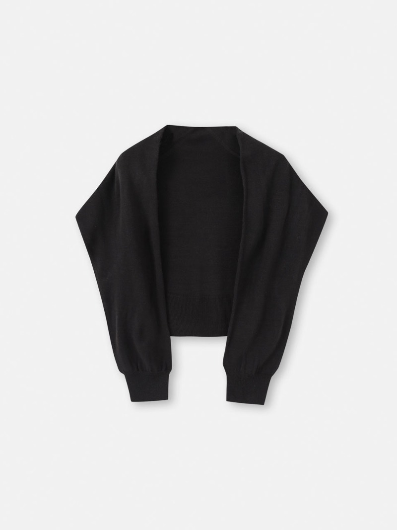 Whole garment layered knit shawl (black)