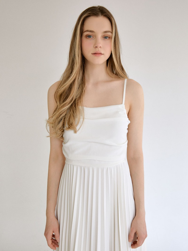Soft pleats bustier dress (ivory)