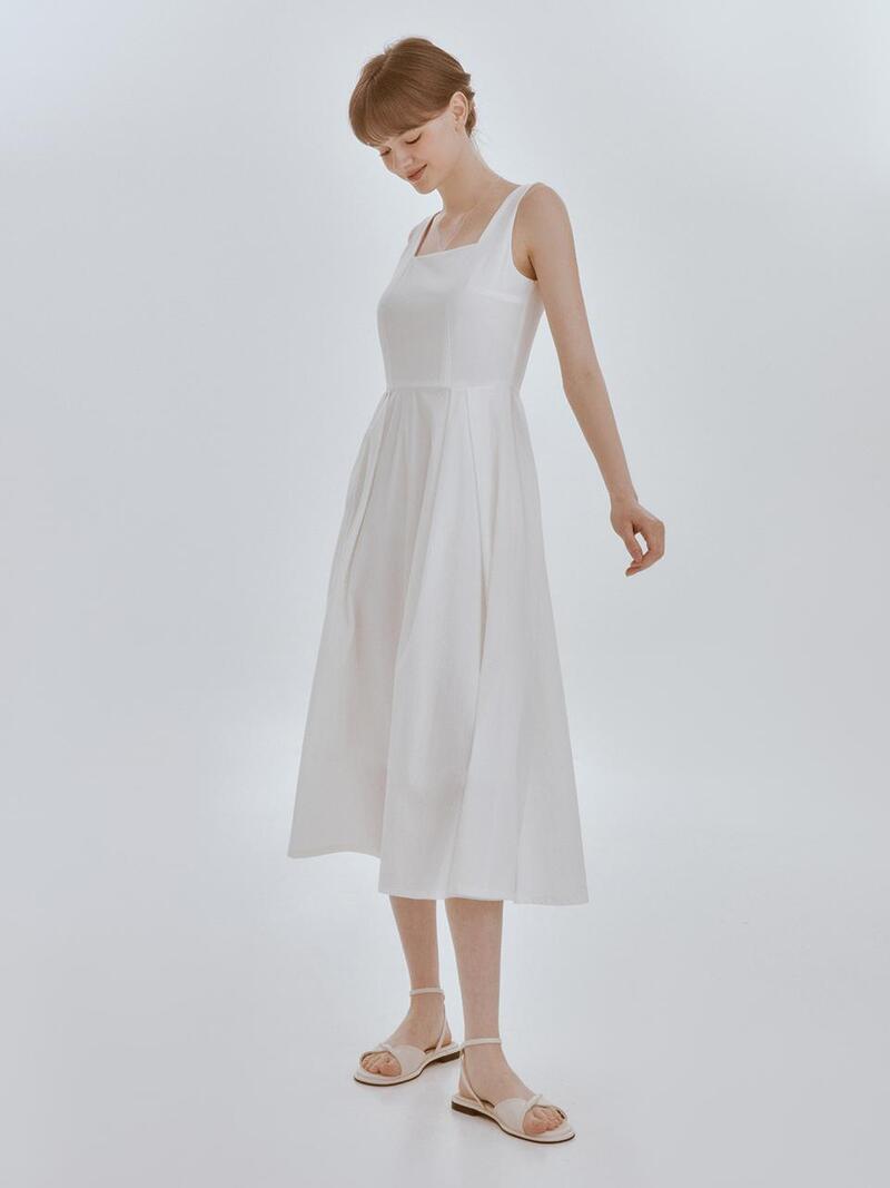 Sheer pintuck dress (white)