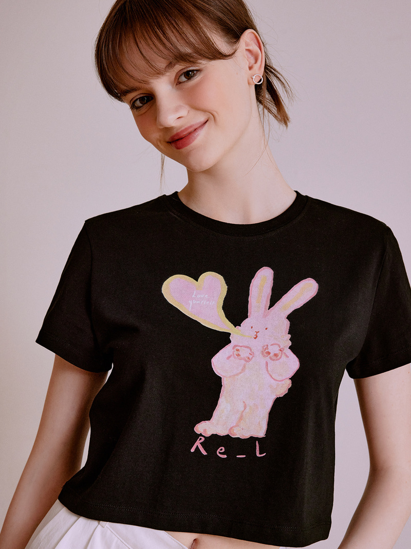 Blow love rabbit t-shirt (black)