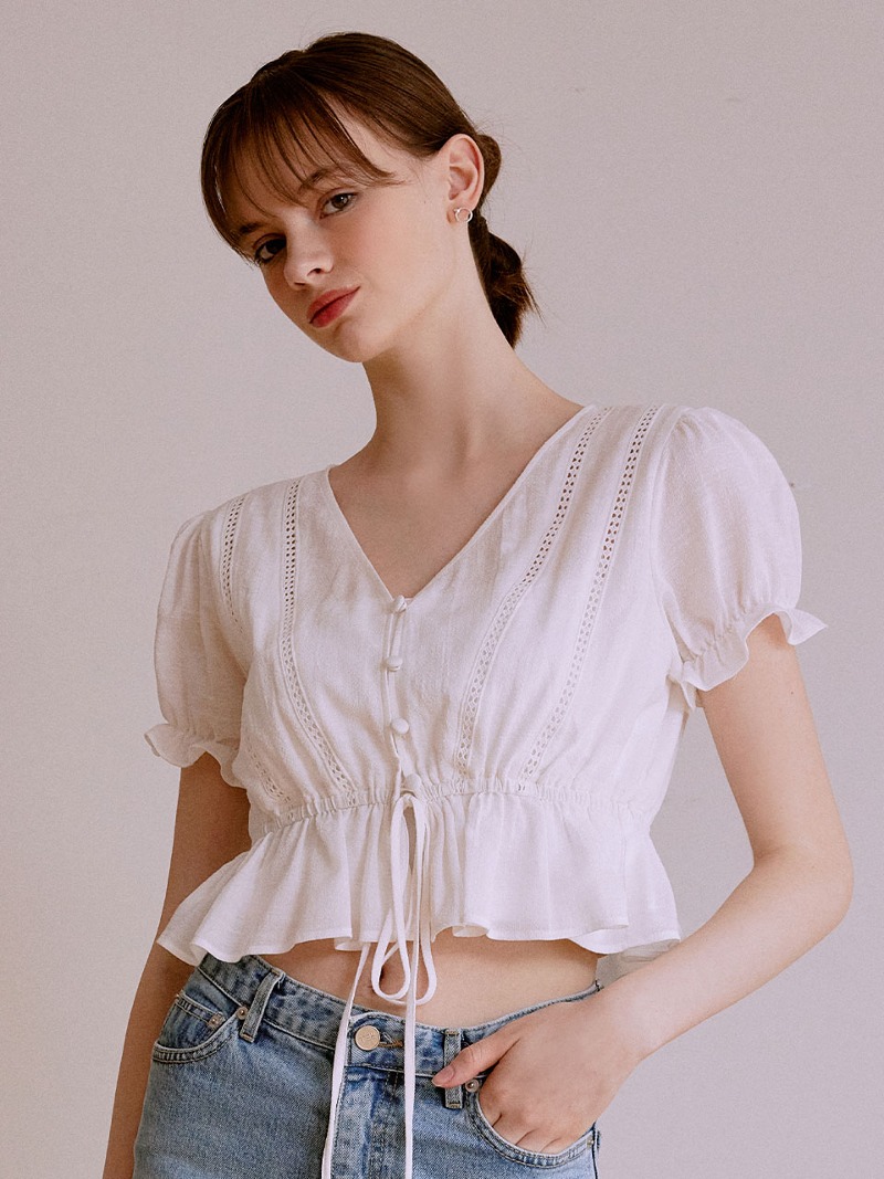 Rosy blouse cardigan (white)