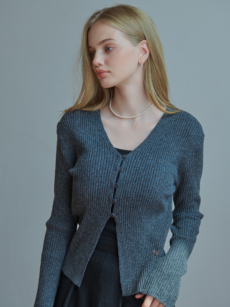 Wool 5 button cardigan (charcoal)