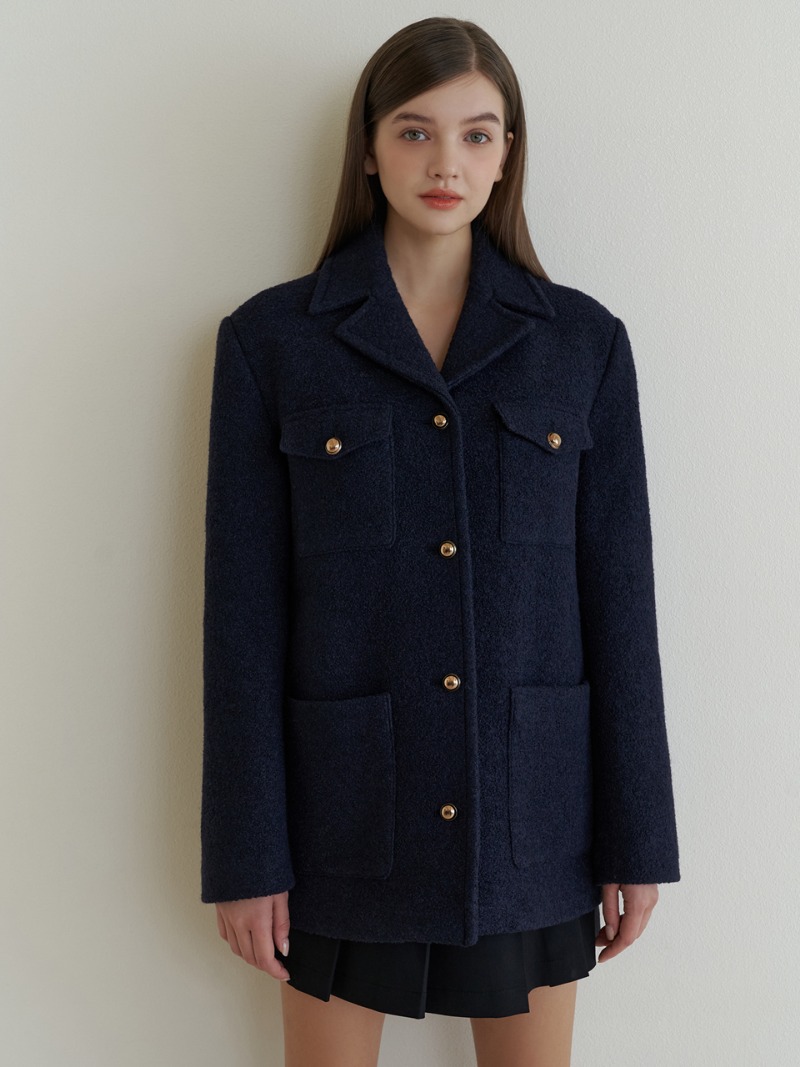 Out pocket wool jacket (navy)