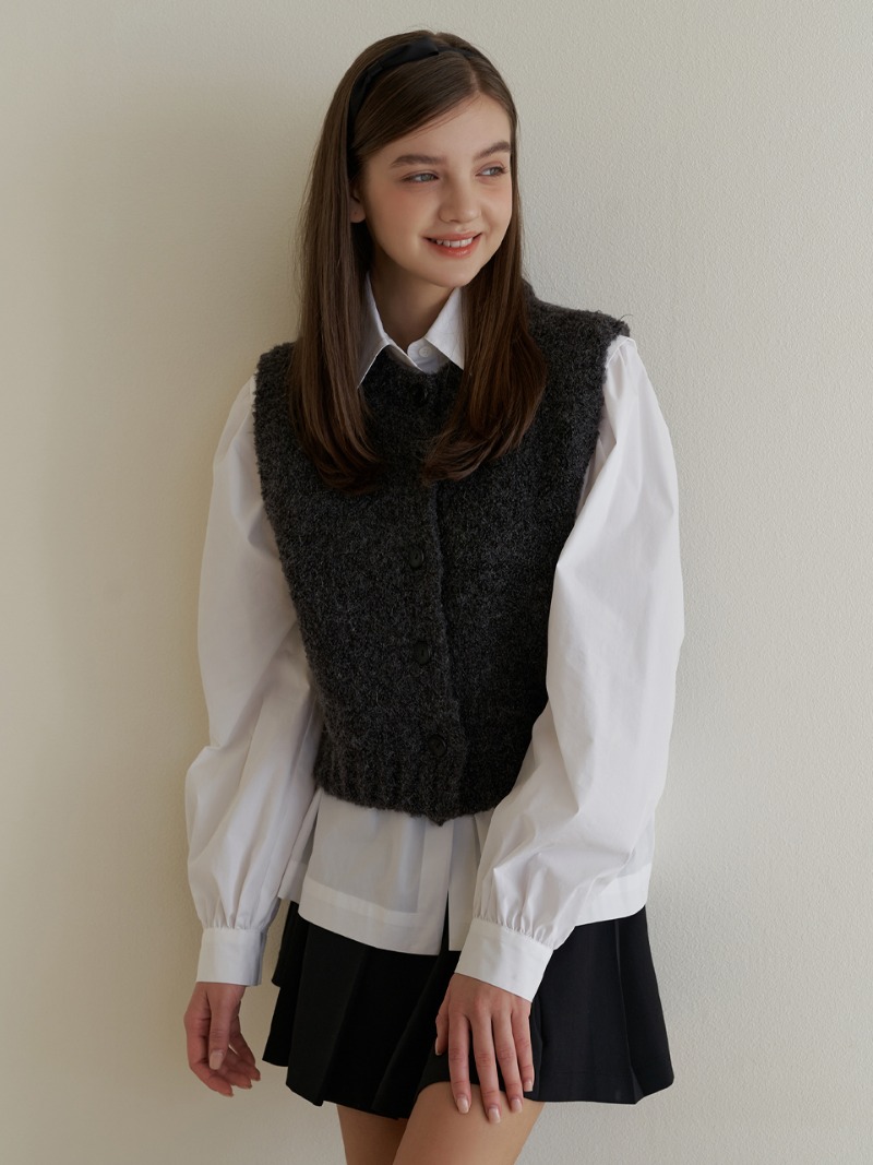 Button knit vest (charcoal)