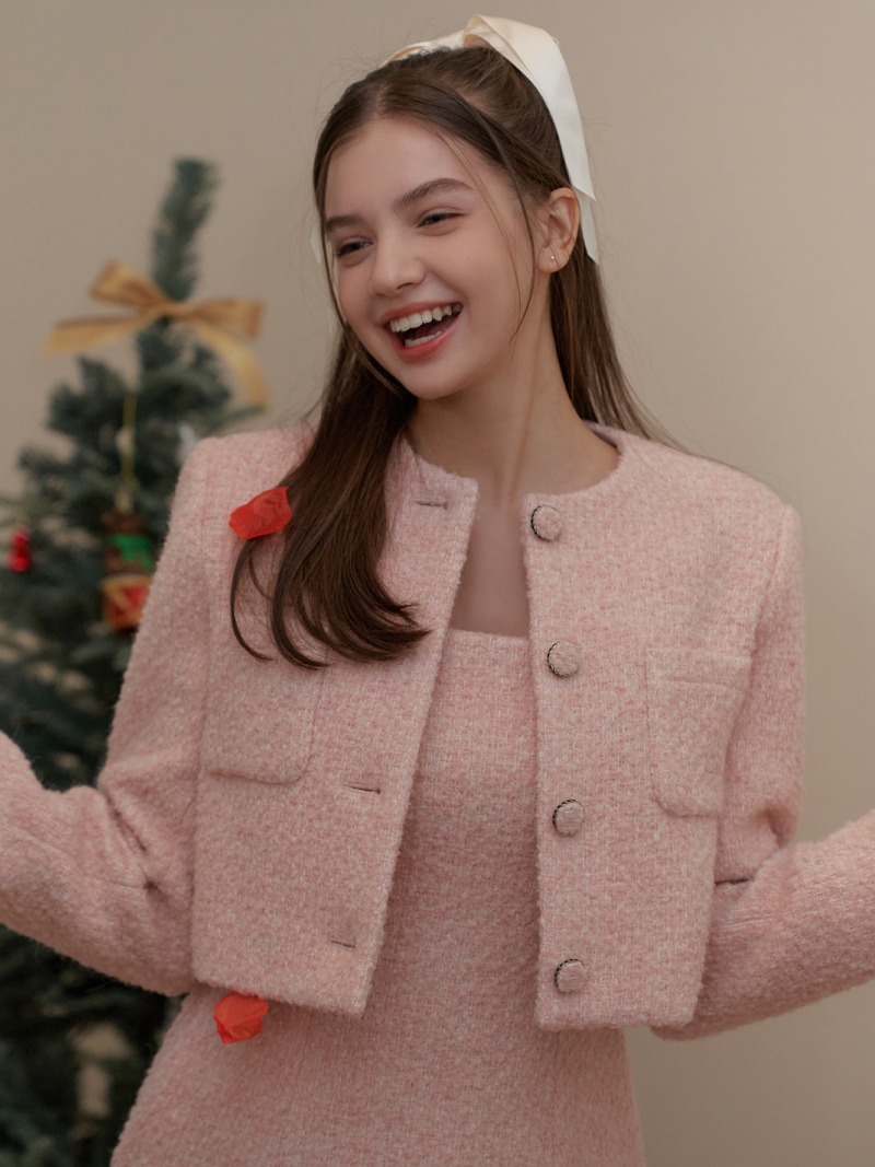 Dear tweed wool jacket (pink)