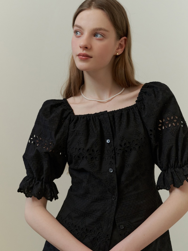 Plain lace blouse (black)