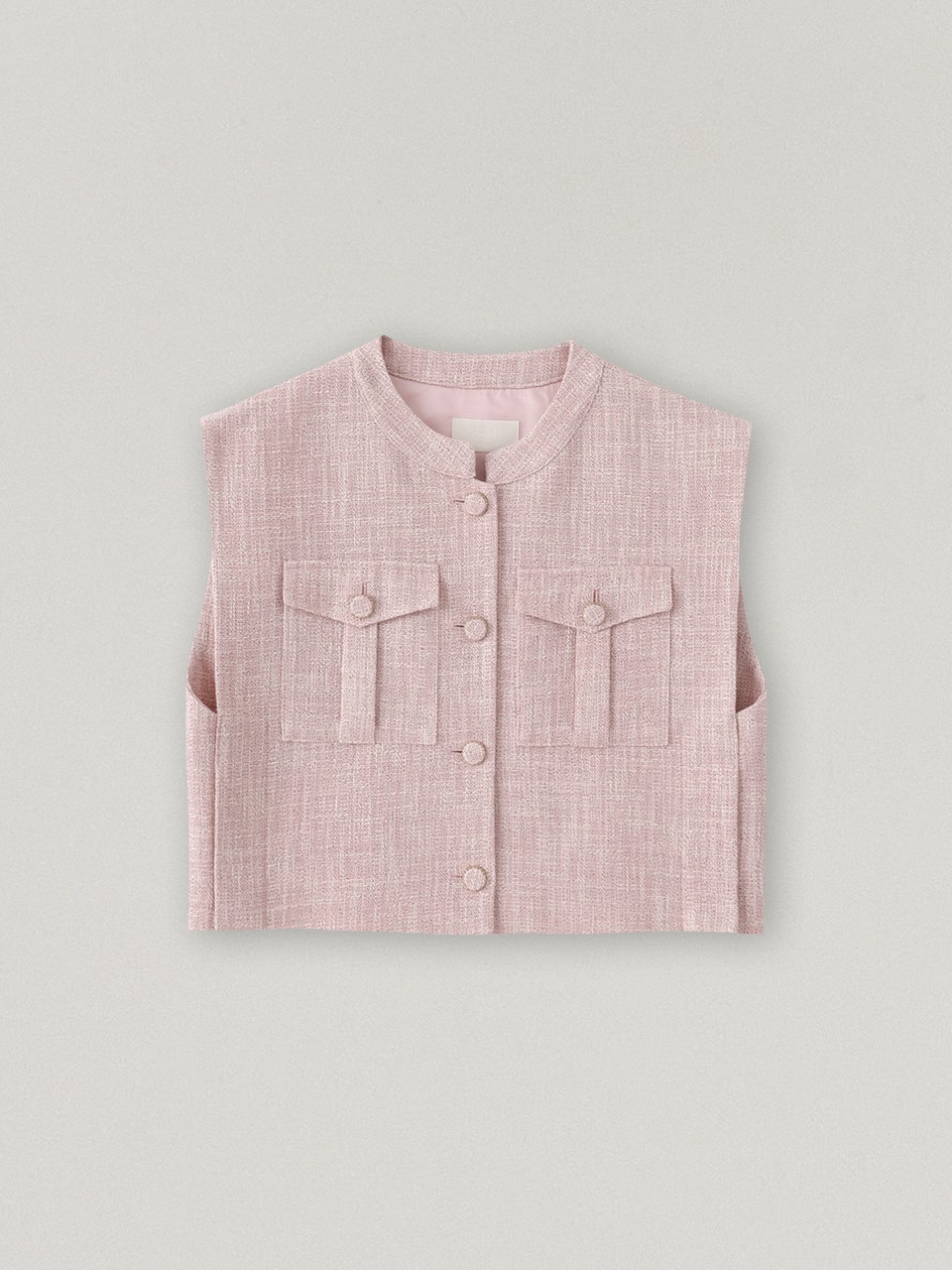 two pocket tweed vest (pink)