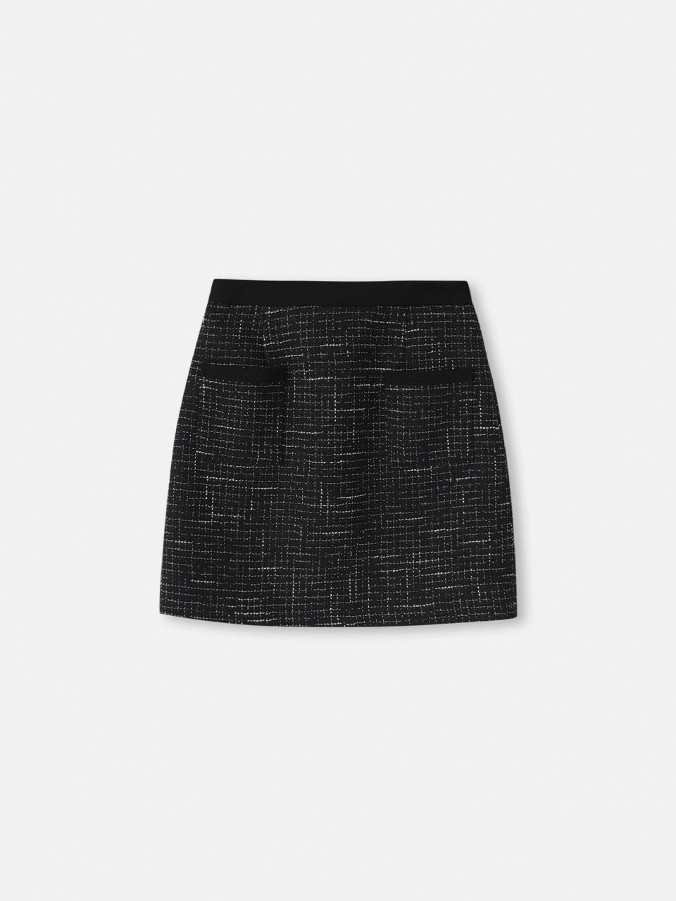 Line pocket tweed mini skirt (black)