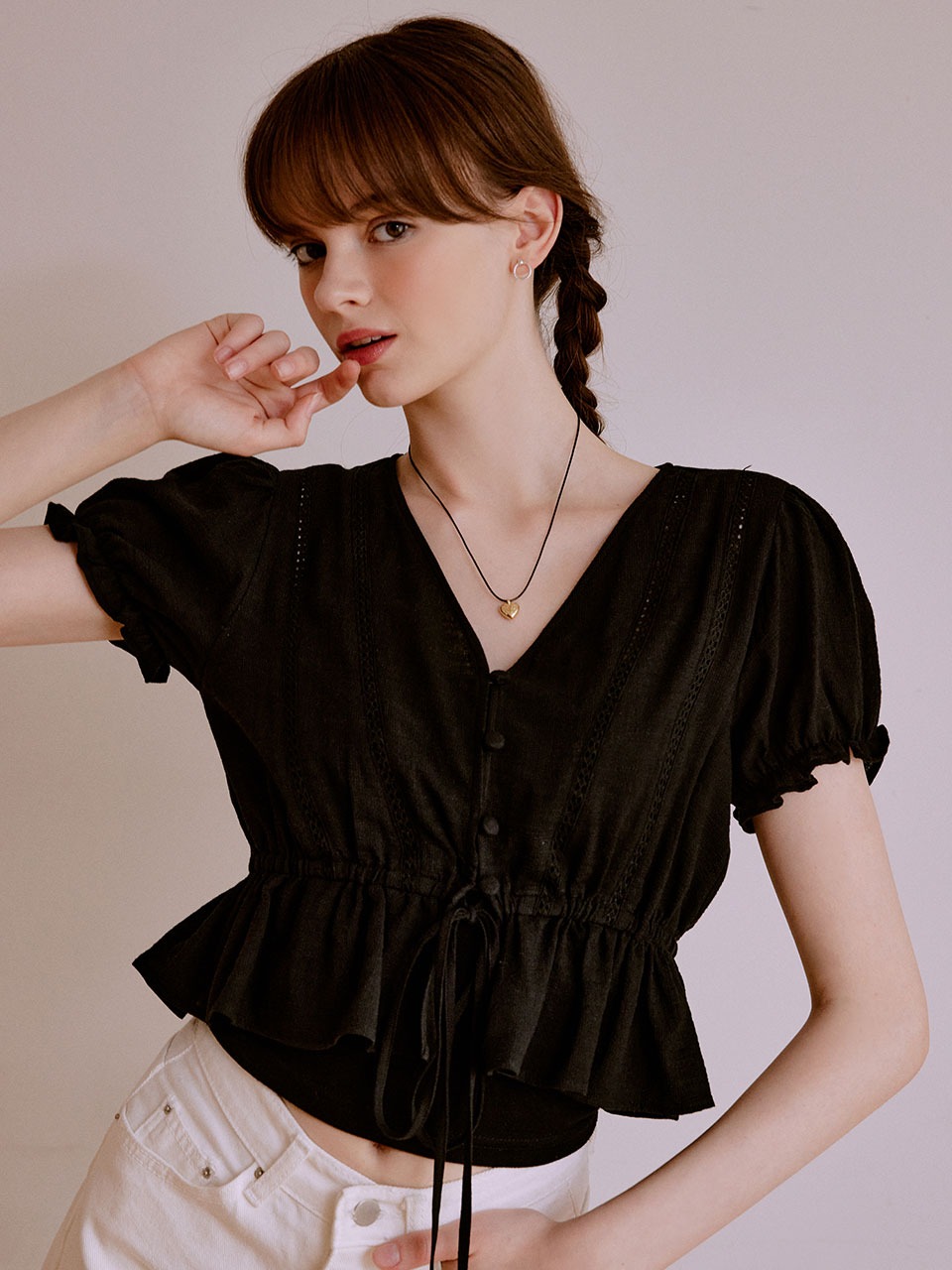 Rosy blouse cardigan (black)