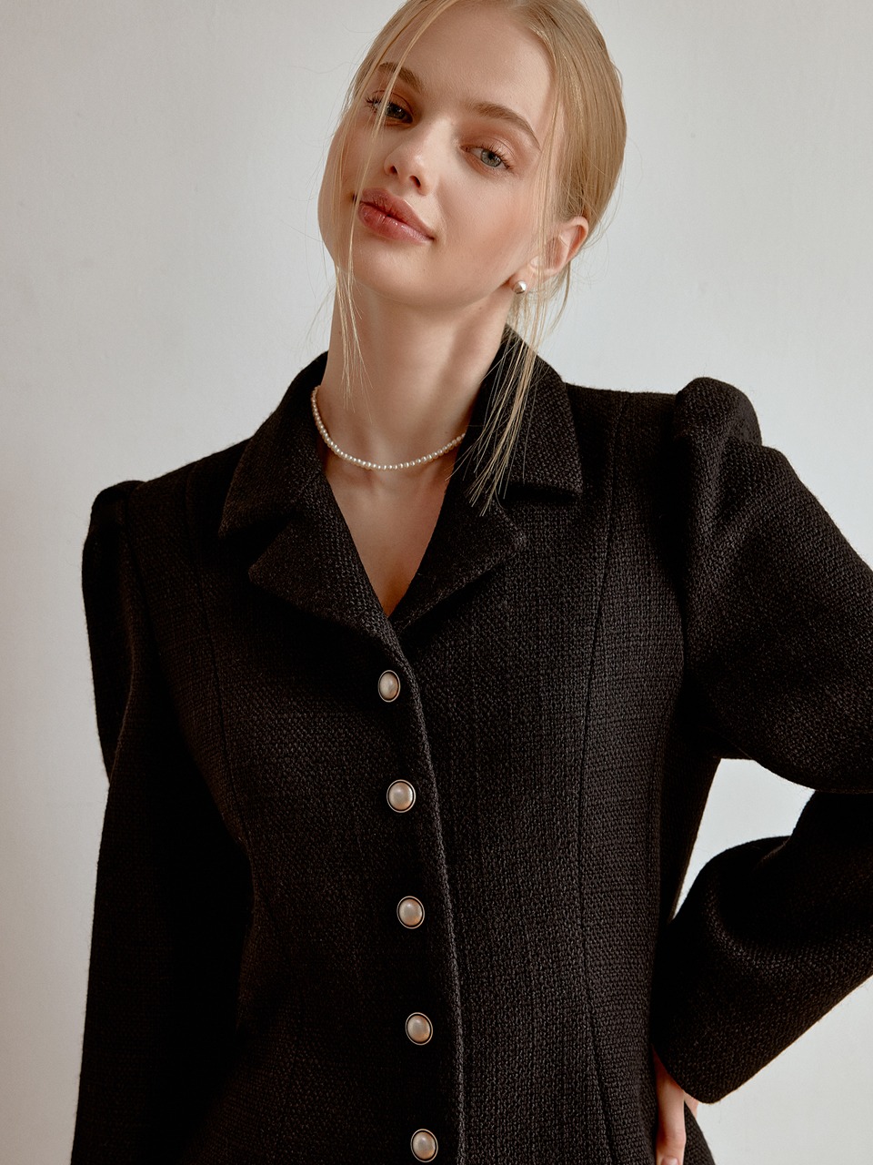Anne tweed wool jacket (black)