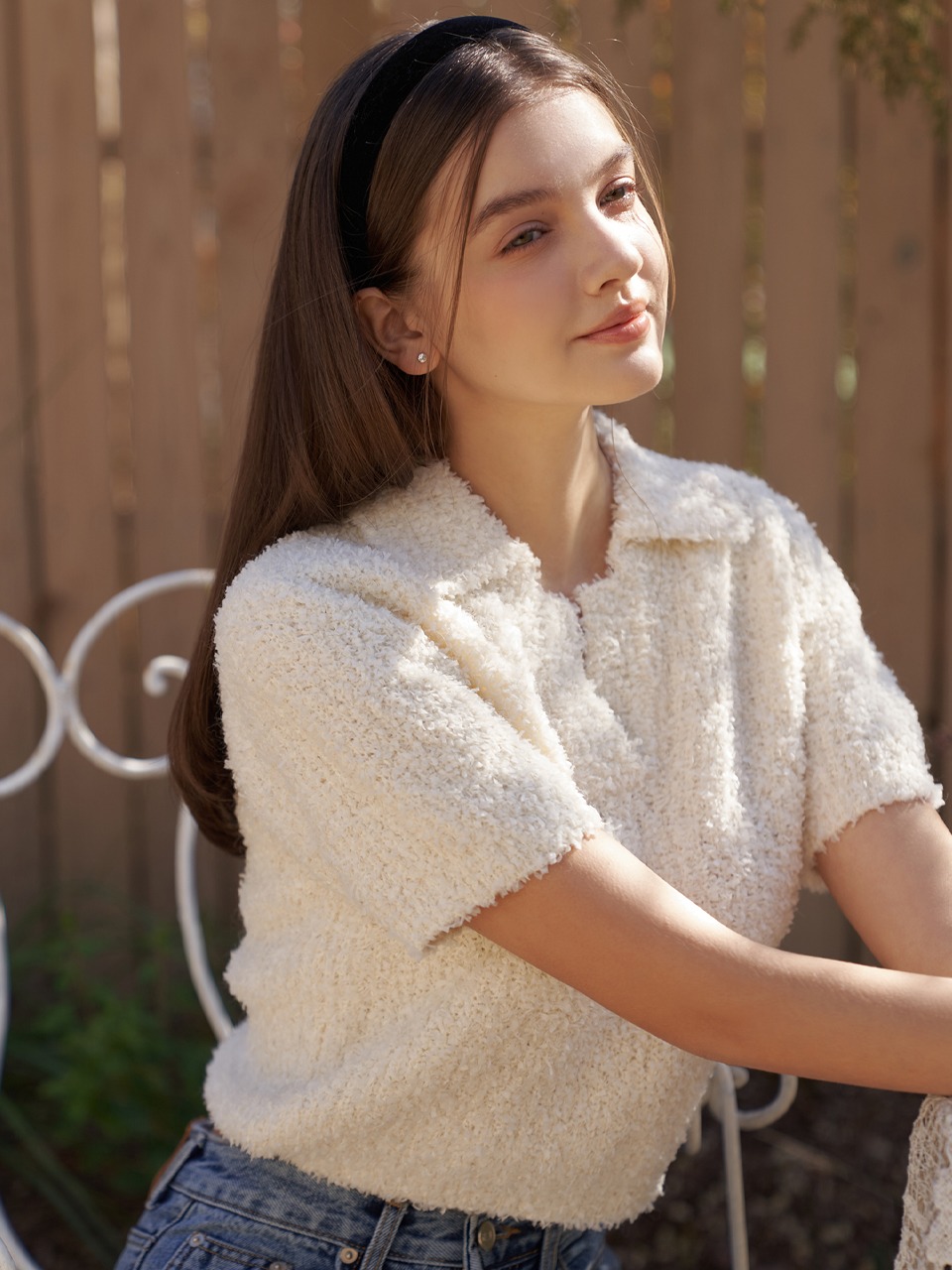 Pear open collar knit (ivory)