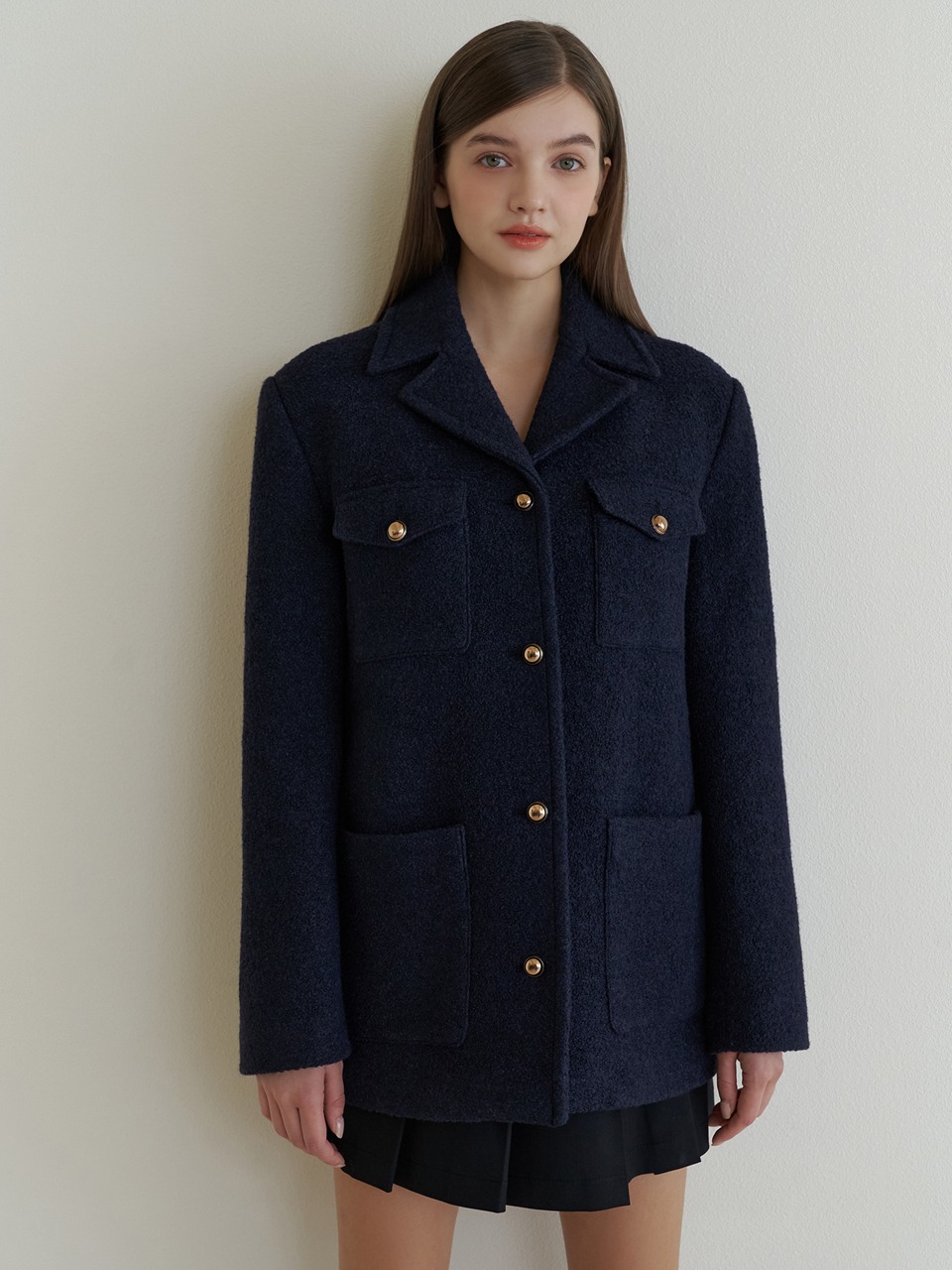 Out pocket wool jacket (navy)